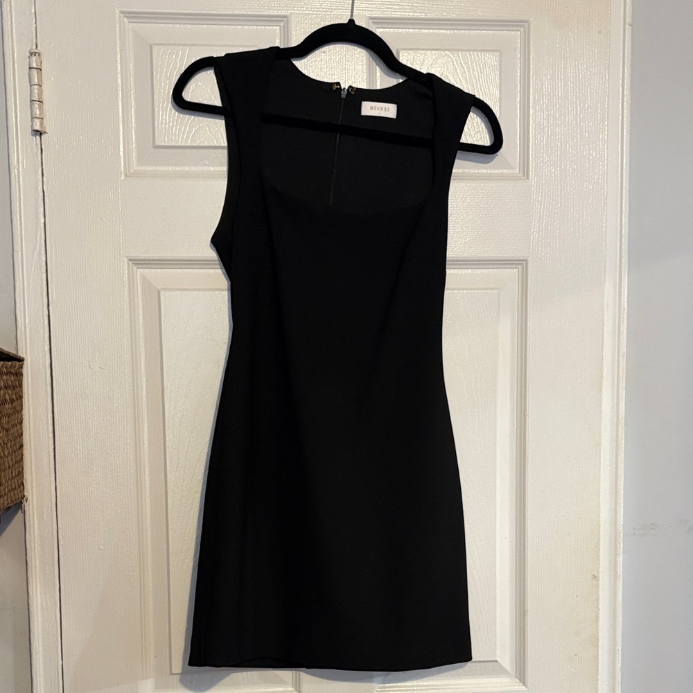 Meshki Black Mini Dress with Square Neckline
